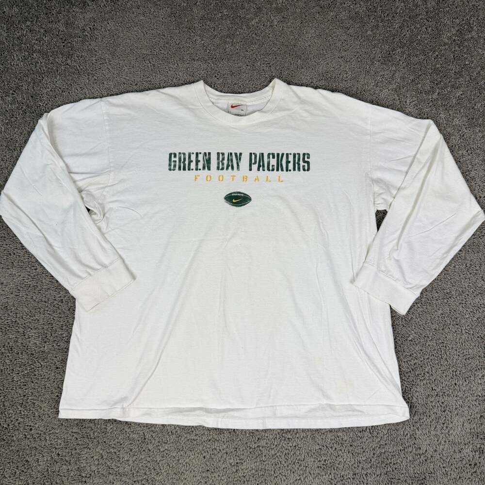 Vintage 90s Green Bay Packers Nike Shirt Mens XL White NFL Long Sleeve USA